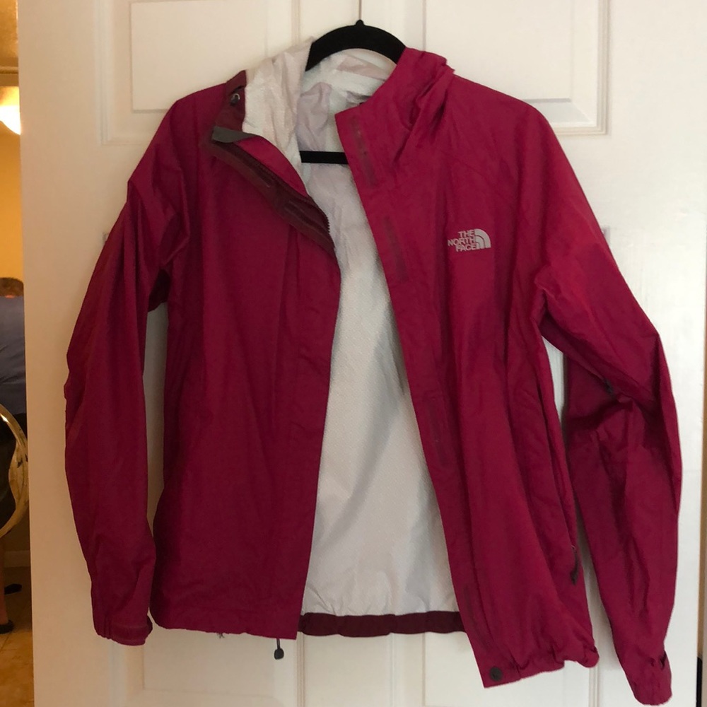 Magenta north face rain jacket